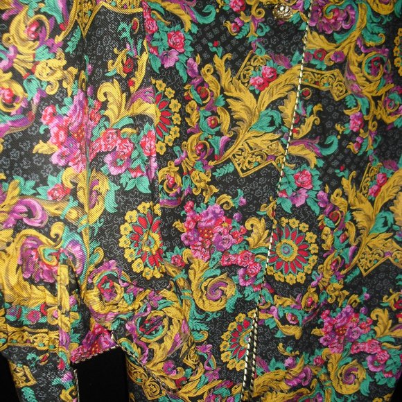 Evan Picone,challis rayon,gold buttons,padded shoulders,long sleeves,,sz4,UNIQUE - Picture 3 of 6